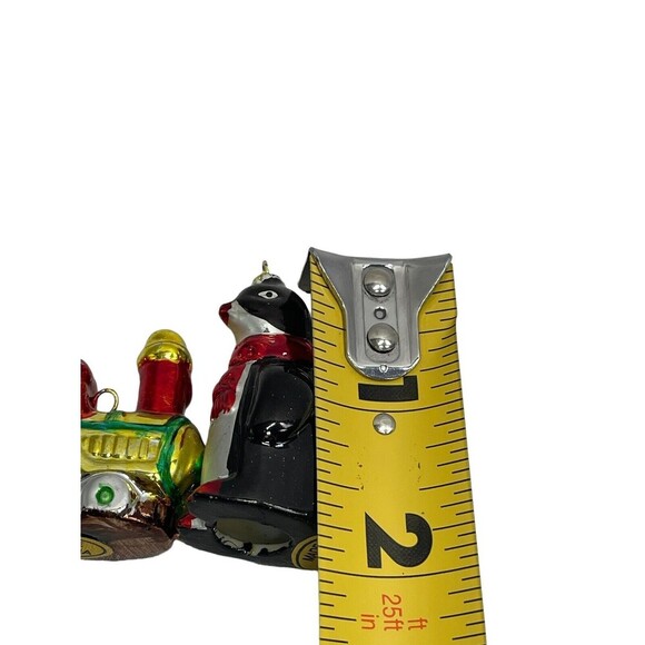 Vintage Glass Santa Holding Doll and Gifts Tree  Penguin Metallic Paint - Picture 10 of 10